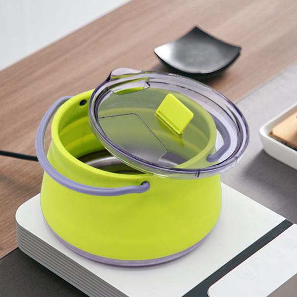 Dobradura portátil do silicone que cozinha o potenciômetro 1.0L para o acampamento exterior