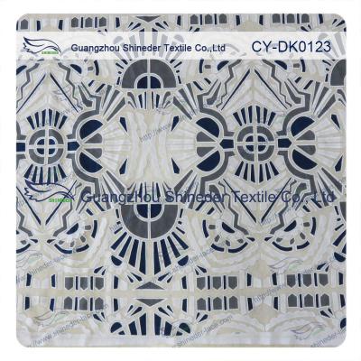 White And Black Big Geometric Cotton Polyester  Lace Fabric , 1.45 - 1.5m
