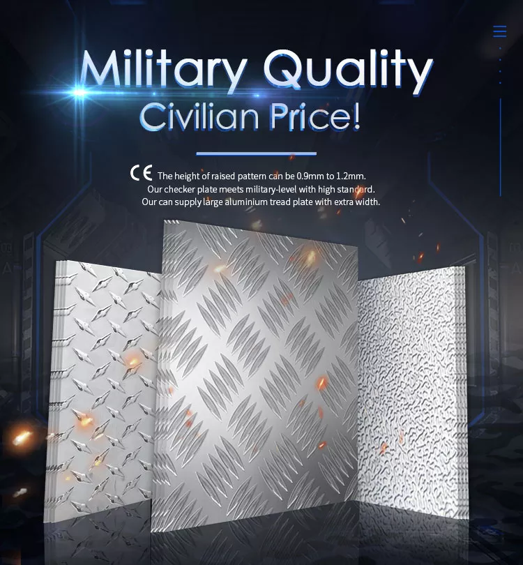 5 Bars Pattern Diamond Checker Sheet 3mm 6061 3003 Stucco Embossed  Aluminum Checker Plate