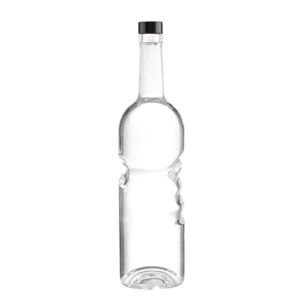 Customized Matte Dark Glass Vodka Bottle Glass Collar Material and Spray Cap 750ml