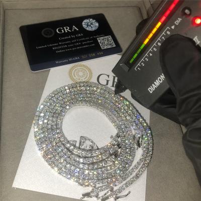 a mão da colar do tênis de 5mm 6.5mm Moissanite ajustou o laboratório Diamond Tennis Necklace