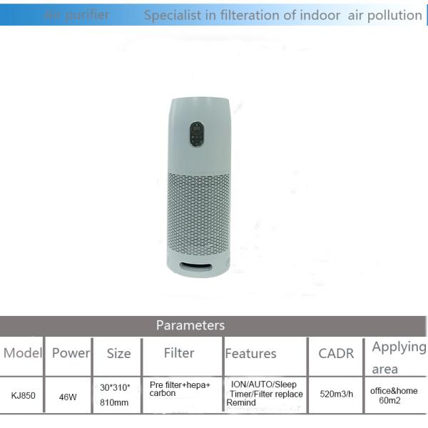 White 300*310*810mm 550m3/H UV Ionizer Air Purifier