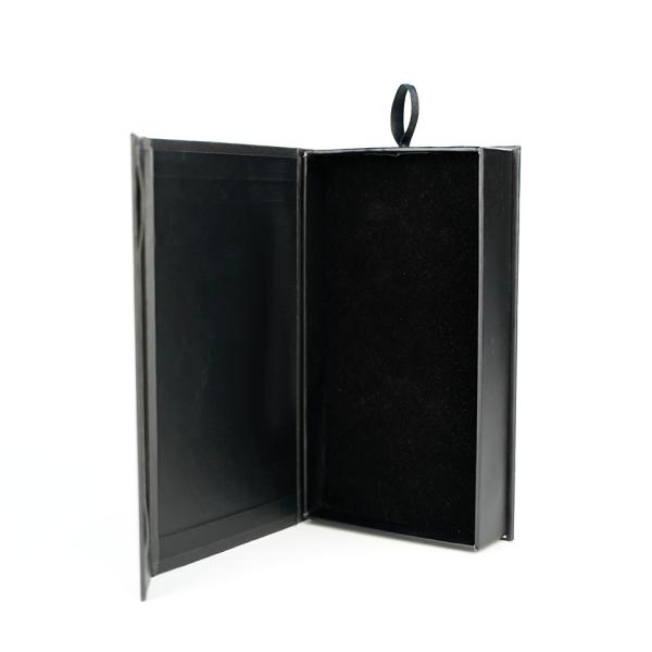 Custom OEM Flip Black Paper Boxes With Magnetic For Mobile Phone Case Packaging