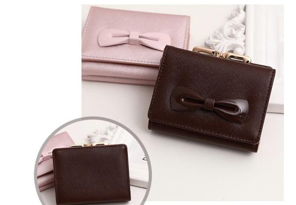 2016 new women's wallets cute bow buckle short paragraph mini wallet
