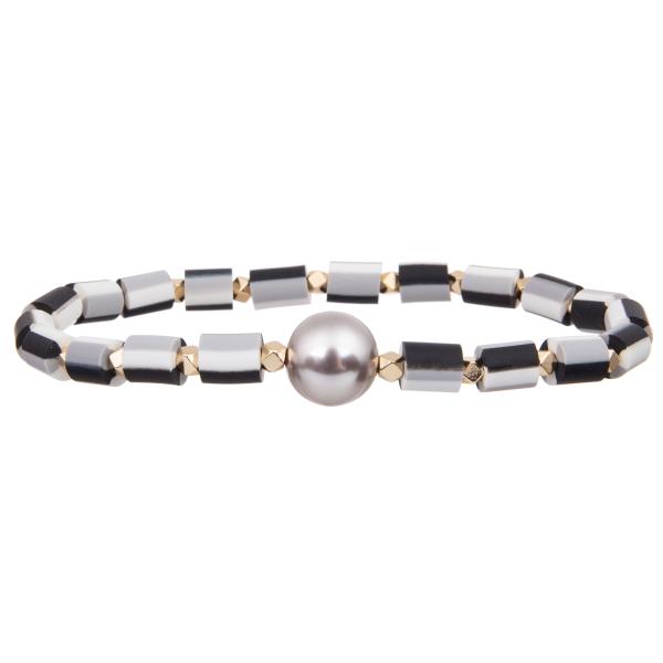 silicone beads stretchy with baroque Glass pearl multi color Handmade Beads Bracelets