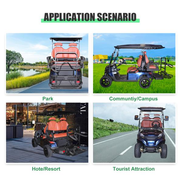 Standing Postion of Tail Caddie Equipped Electric Golf Cart 72v7kw Ac System Mini Carts