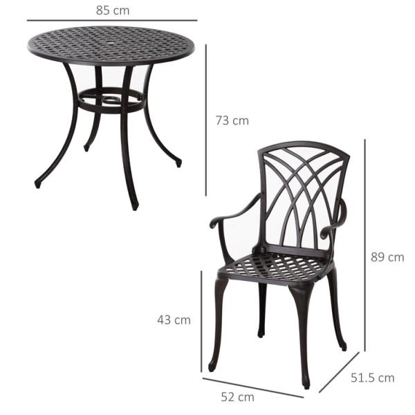 Modern Design Style Iron Frame Cast Aluminum Dining Furniture Set with Round Table
