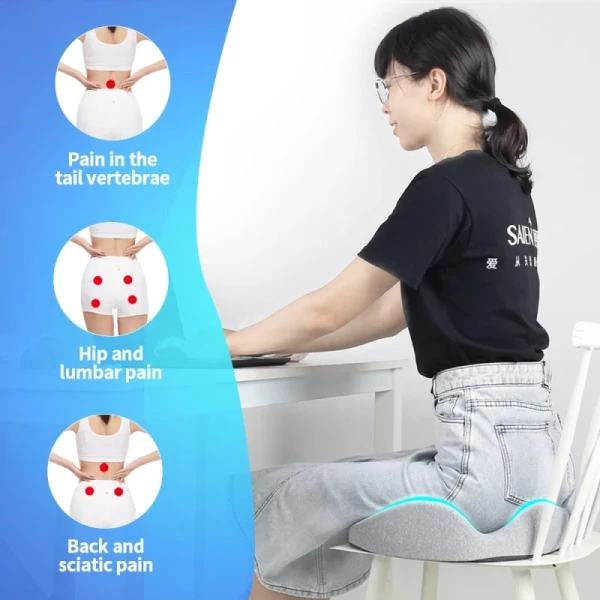 Ergonomic Design Coccyx Support Seat Cushion with 3D Mesh Breathable Cover and Anti-Static