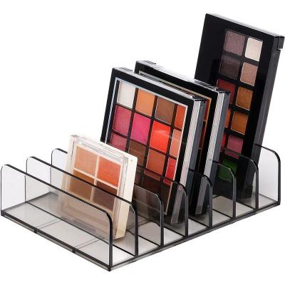 Organizador transparente de sombra de olhos e maquiagem acrílica com divisores Caixa de armazenamento de escritório para blush powder e cosméticos
