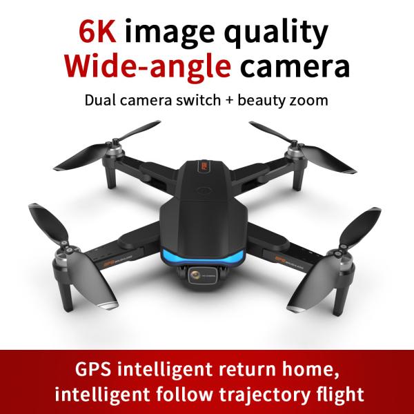 Folding 5G Brushless GPS Drone with 6K HD Camera and 90 Degree Dual Lens Remote Control