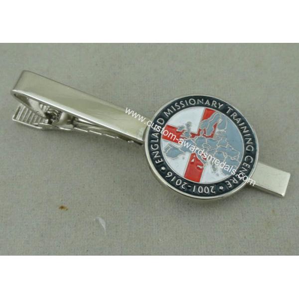 Silver Personalized Tie Bar Cufflink For Promotional , Brass Tie Tack By Die Stamped