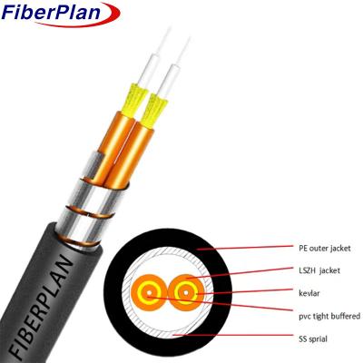 7.0mm Duplex Armored Aramid Yarn Strengthen Indoor Fiber Optic Cable