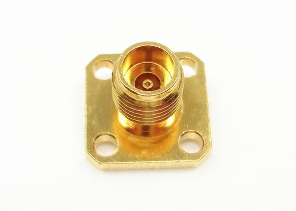 Ouro Revestido 2.4mm Fêmea Direita 4 Buracos Flange Monte Conector de onda milimétrica