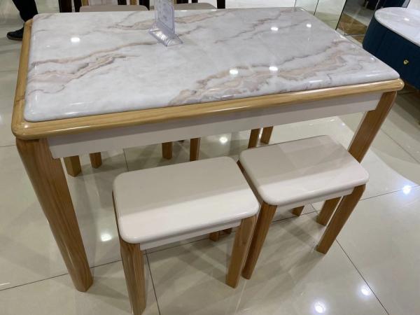 Acid Resistant Solid Wood Dinette Luxury Style Granite Table Top