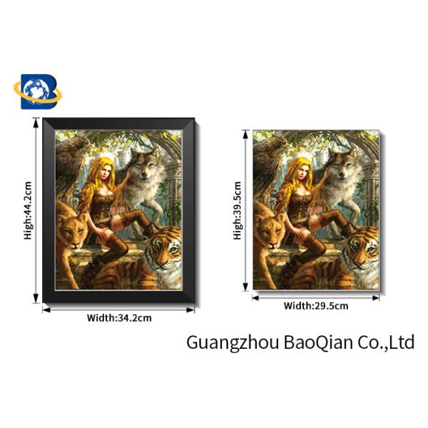 3d Flip Effect Picture With Frame Wall Hanging Flip , 3d Pretty Girl And Animal Flip Image