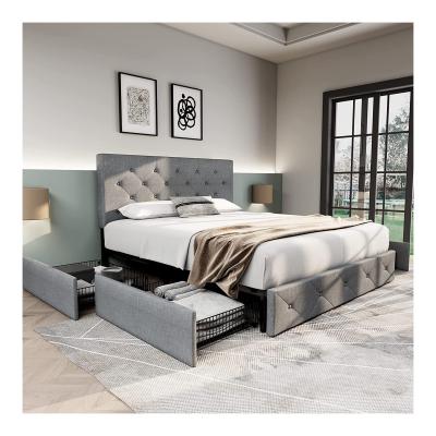 Multipurpose Ottoman Storage Bed Practical Breathable With Drawers