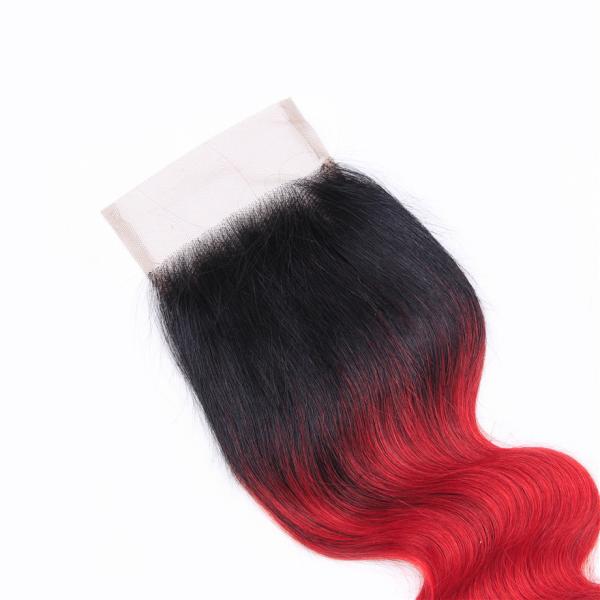 1b Red Body Wave 100% 4x4 Lace Closure Real Human Virgin Hair 18 Inch