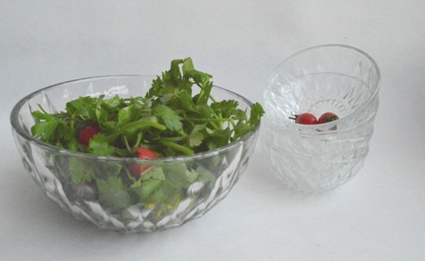 glass salad bowl set