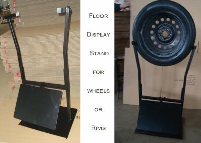 Black Tire Auto Parts Display Racks With Front Metal Sheet One Tyre Stand