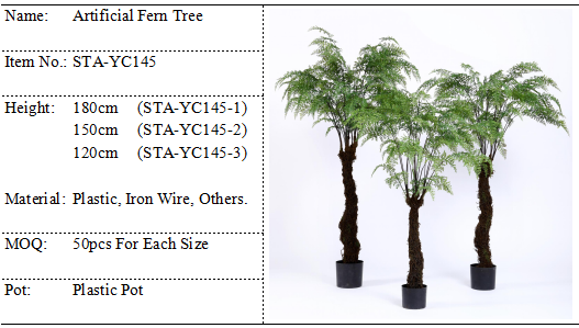 Размер тропической искусственной на открытом воздухе пальмы папоротников экологический подгонянный