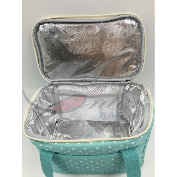 White Dots Insulated Lunch Tote / Personalized Neoprene Lunch Bags For Women