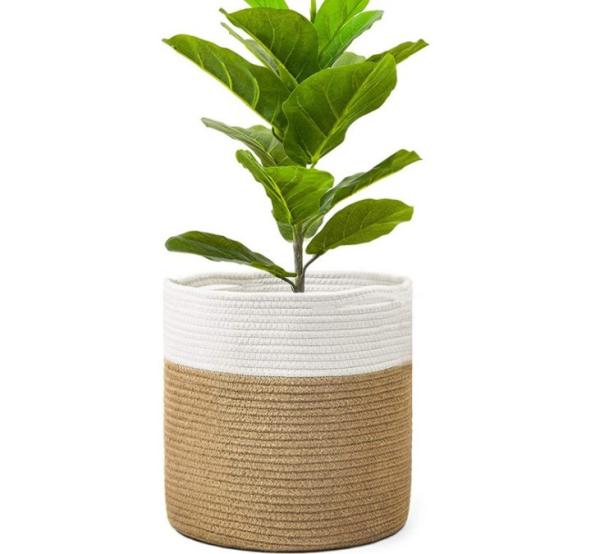 Wholesale Handmade Design Decorative Small Woven Grey Cotton Rope Baskets For Laundry Plants Storage Baskets