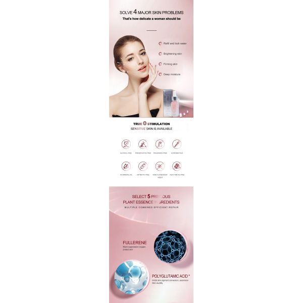 Professional Customized Platinum Fullerene Rose Facial Serum Beauty Salon Spa Skin Revitalizer for Firming Whitening Face