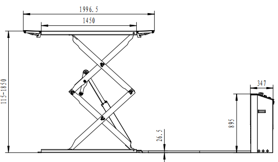 Heavy Duty High Rise Car Scissor Lift Pneumatic Unlocking