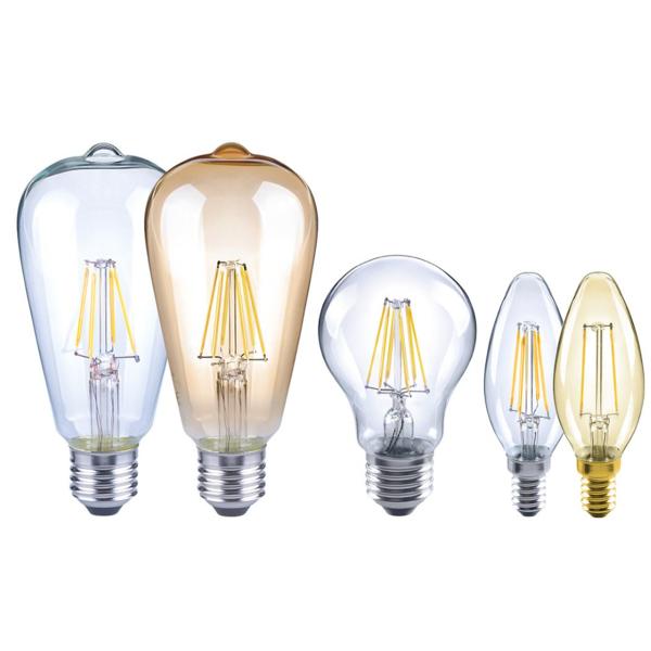 LED commercial A60 E27 4w glass bulb decorative clear vintge 100lm/w bright glass transparent retro filament bulb light