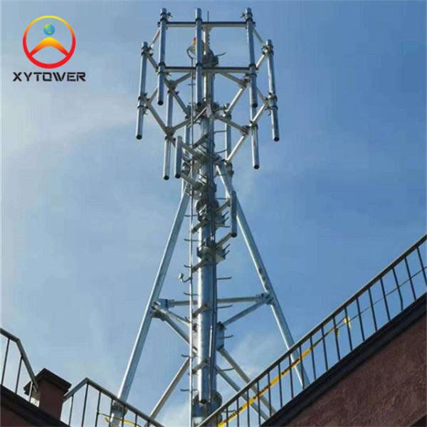Self Supporting Galvanized Steel Pole Rooftop Antenna Tower For Telecom