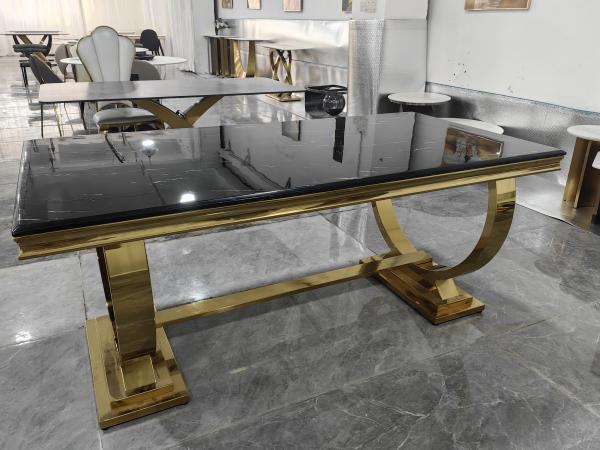 Tabela de jantar de mármore de aço inoxidável contemporâneo para casas modernas