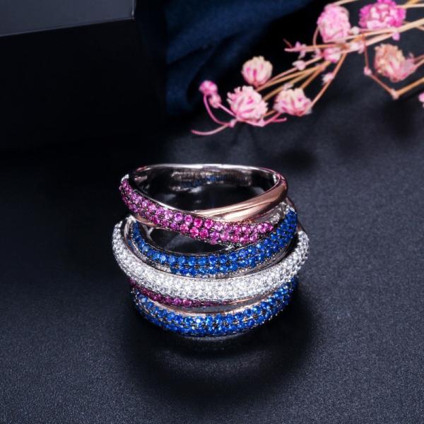 Hot Sale charms Ring 925 Rings For Women Blue Zircon Sparkle Ring Wedding Crown Ring Making Jewelry Gift Party
