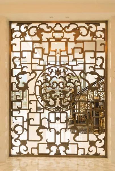China 304 Bronze Color Stainless Steel Laser Cut Partition Room Divider Screen Factory