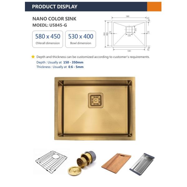 Single Bowl 16 Gauge 23 Inch Undermount Stainless Steel Sink Brushed