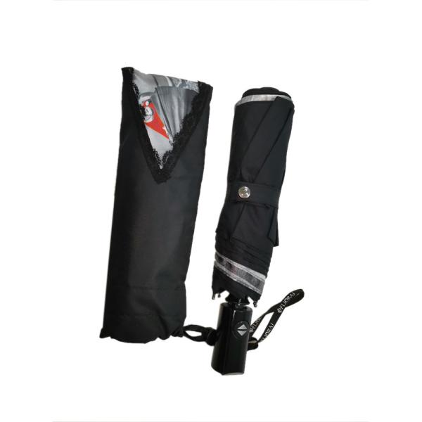 Black Three Folding Self Opening And Closing Umbrellas Black Lace And Nice Printing