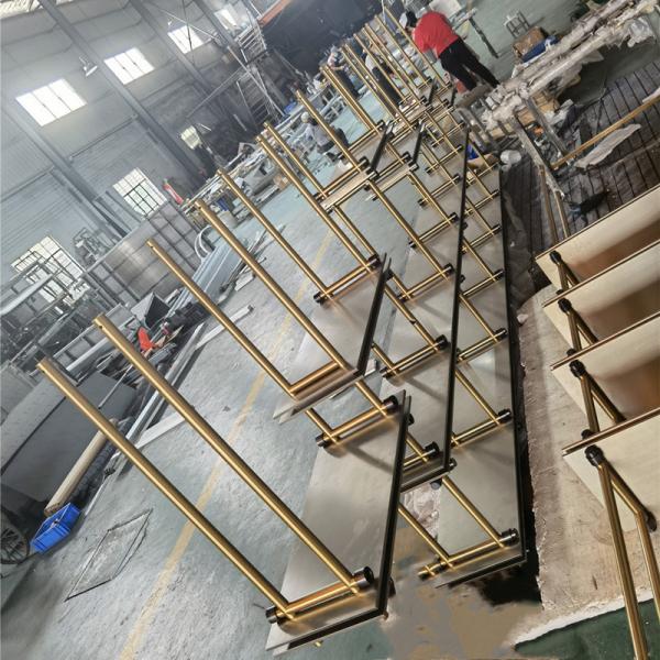 Hot Sale Modern Wall Mounted Used 304 316 Stainless Steel Gold Clothing Store Display Hanger Racks For Garment Sale