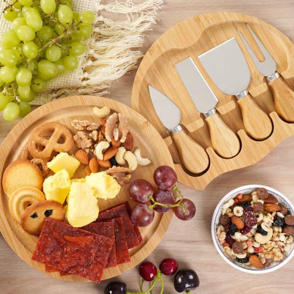 Инструменты сыра вокруг разделочной доски сыра 21.8x4cm бамбуковой и набора ножа