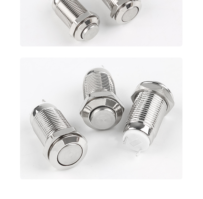 10MM Metal Push Button Switch Self-Resetting Latching Normally Open Miniature Illuminated Switch 2Pin High Head