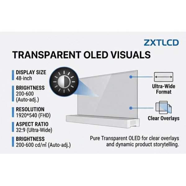 48 Inches Embedded Desktop Frameless transparent oled (tv-oled) displays Digital Signage