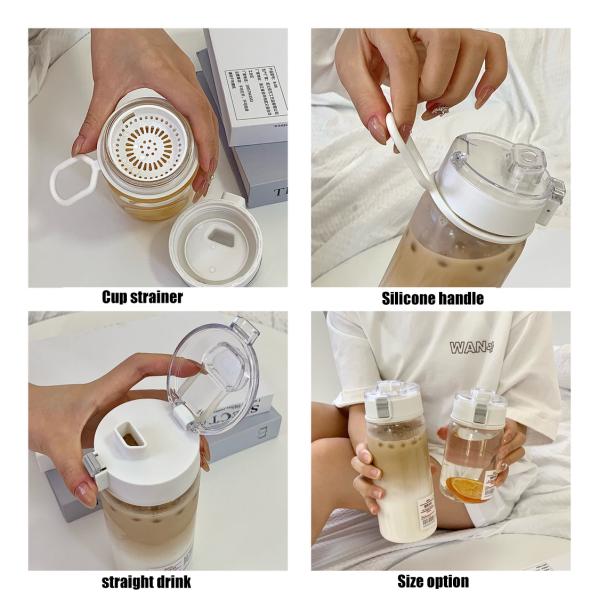 Simple Transparent Cup Body Portable Spring Cap Design Waterproof Plastic Water Bottles