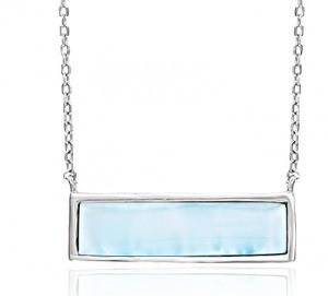 Round Oval Sterling Larimar Silver Jewelry CZ Pendant Necklace