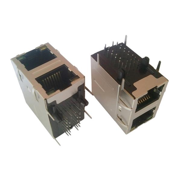 High Performance RJ45 Dual Connector , PCB RJ45 Jack With Gigabit Filters