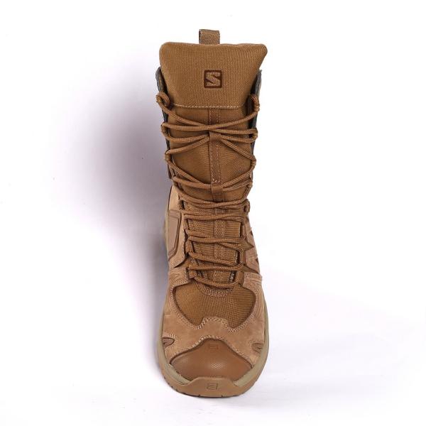 Gaomi Shengjie Couleur Beige Nubuck cuir de vache dentelle haut talon avec les paupières métalliques MD semelle extérieure chaussures de plein air