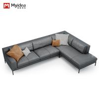 Soutien à la personnalisation Sofa en cuir minimaliste nordique Office chambre à coucher Conception sectionnelle traditionnelle Jambes métalliques Sofas simple/triple siège Hôtel de vie