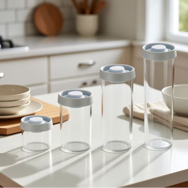 High Borosilicate Glass Vacuum Jar with Leak-proof Seal and Stackable Design for Food Storage