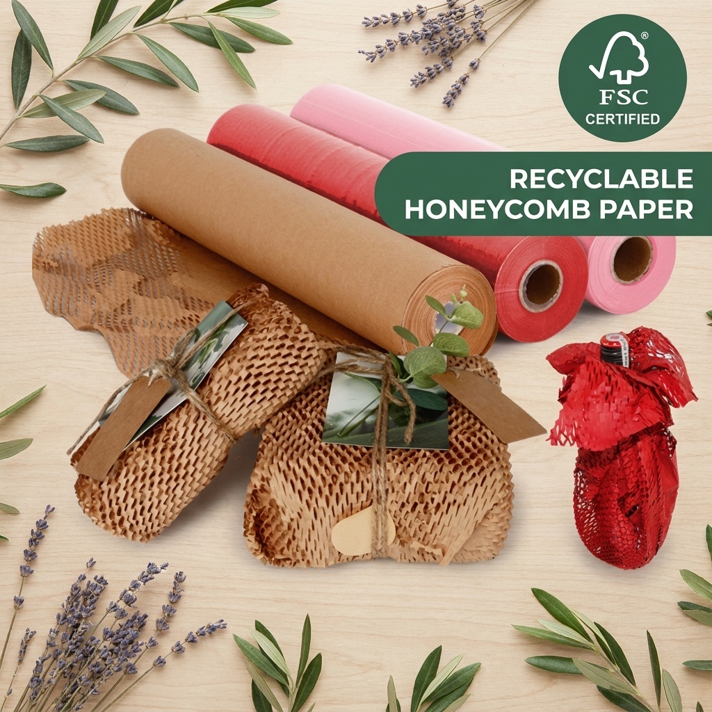 Sustainable Paper Packaging for Small Online Business Biodegradable Honeycomb Cushion Wrap Roll