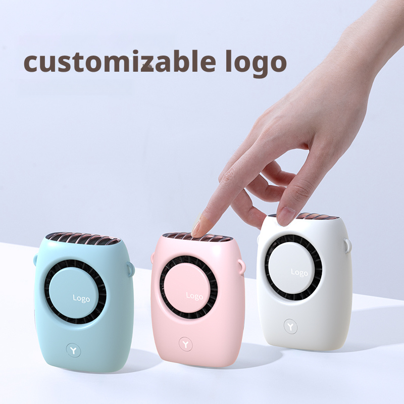 Custom Logo Mini Neck Fan With Power Bank 3 Speed Lightweight Portable USB Rechargeable
