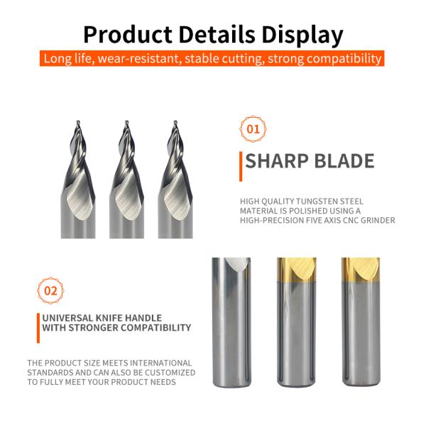 Finitions de carbure de tungstène d'acier 65 degrés Mini-grèveuse de fraisage pour feuilles acryliques