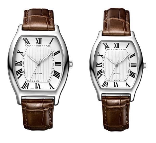 Waterproof 3ATM Romantic Couple Leather 22cm Couple Wrist Watch For Lovers