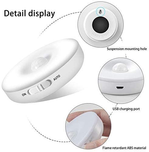 USB Rechargeable LED Motion Sensor Night Light, Stick-On Closet Dusk to Dawn Lights